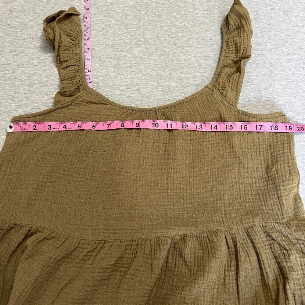 Grade & Gather Dress Womens Large Green Gauze Tiered Boho Beach Midi Sundress - Picture 9 of 13